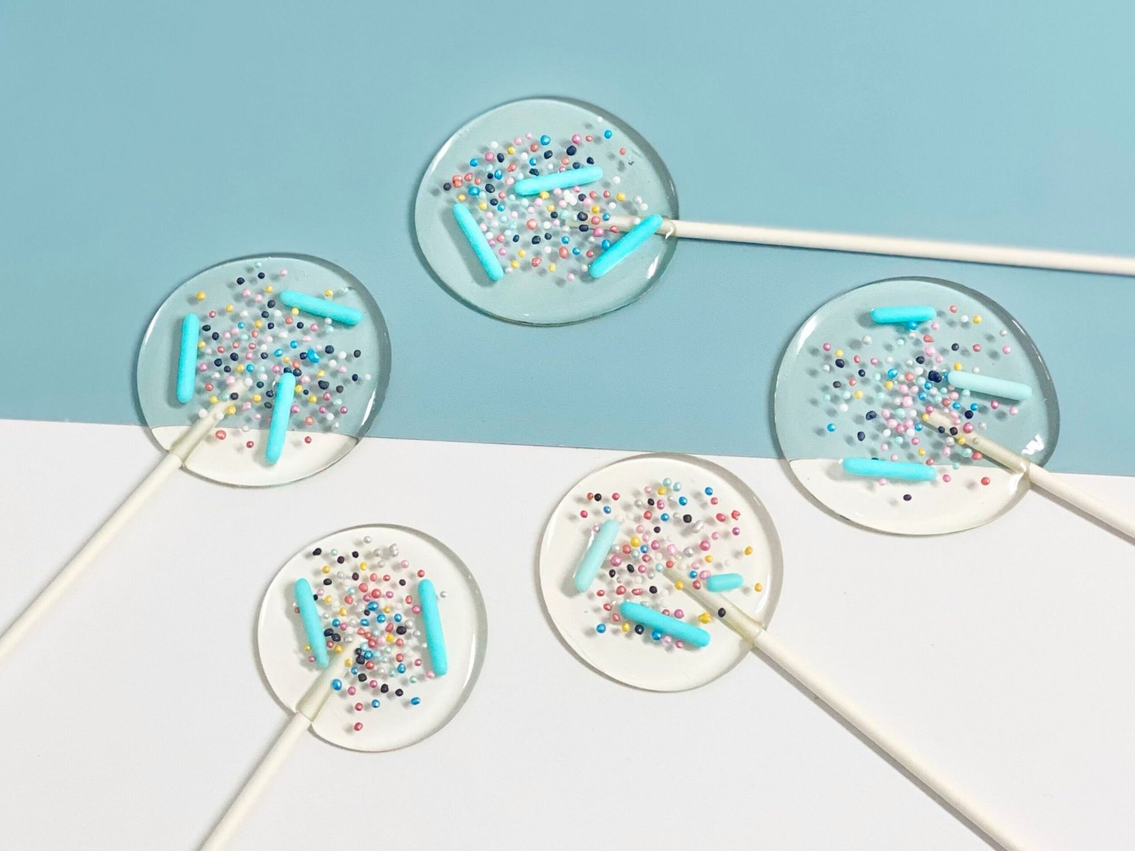 Piruletas de chispitas azules, caramelos duros sin azúcar hechos a mano