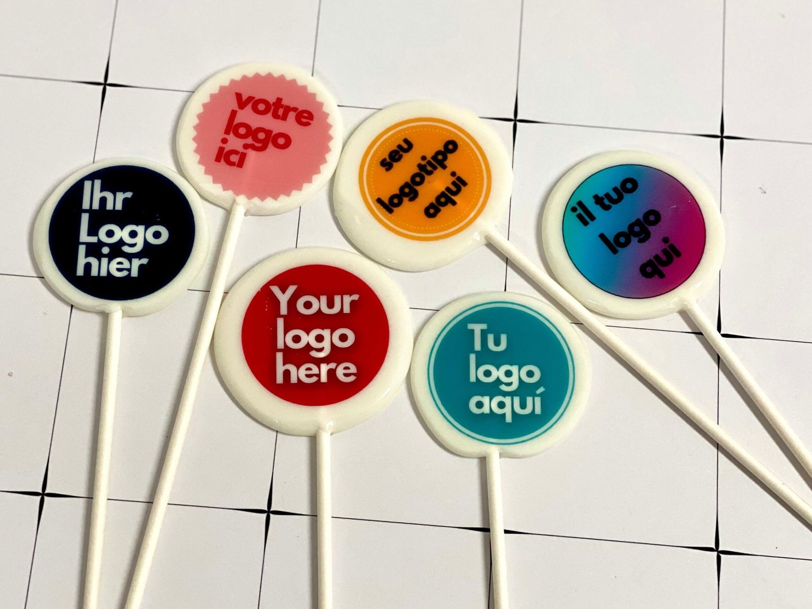 Imagen personalizada de piruletas hechas a mano de caramelo duro sin azúcar