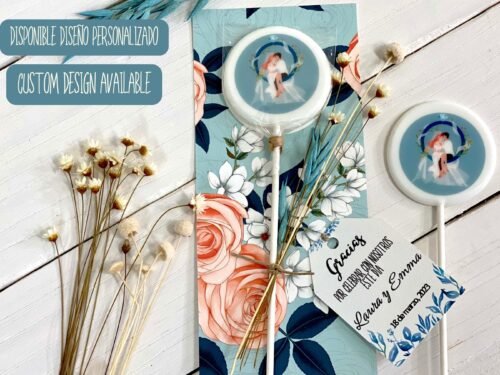 Favores de boda Piruletas de ilustración de boda hechas a mano personalizadas. Caramelo duro