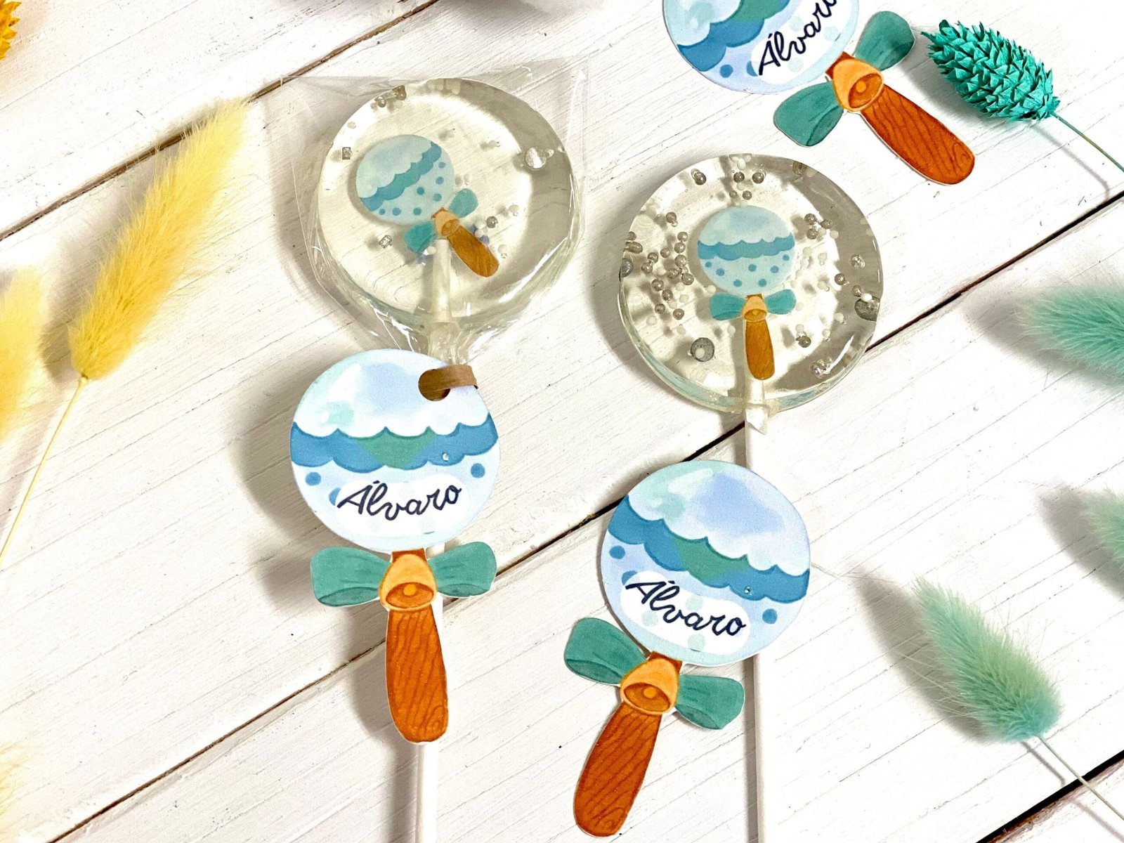 Baby born maracas piruletas caramelo duro hecho a mano azul