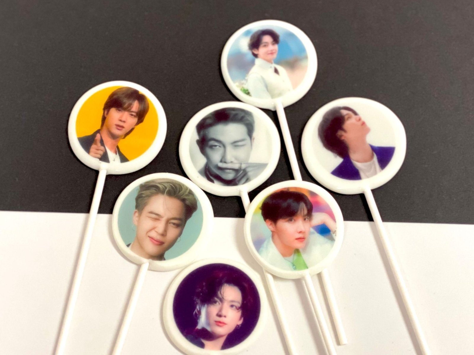 Piruletas de la banda BTS hechas a mano sin azúcar