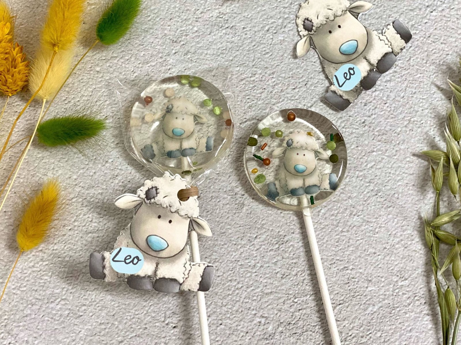 Baby shower piruletas ovejas vinetiquetae caramelo duro hecho a mano