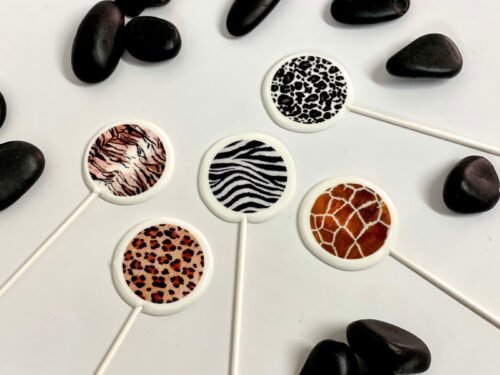 Piruletas animal print hechas a mano sin azúcar