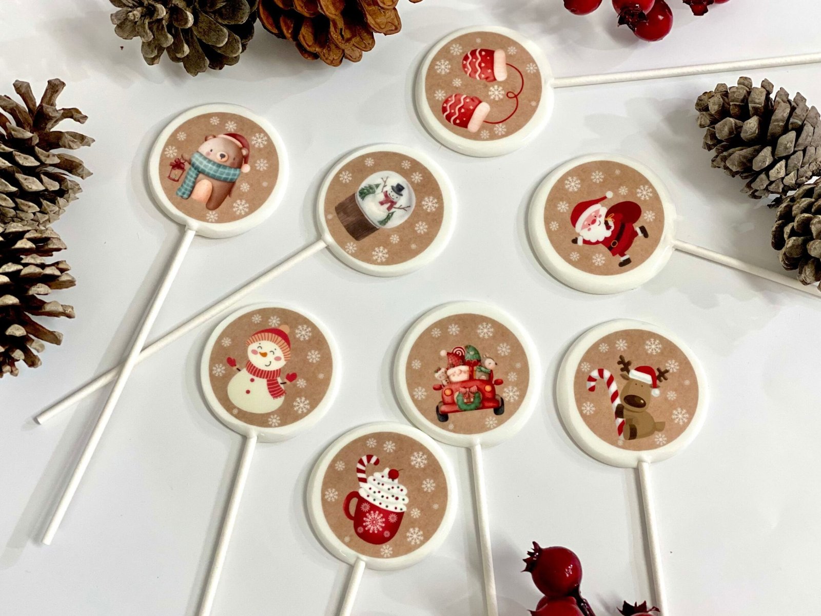 Navidad Vinetiquetae piruletas caramelo duro hecho a mano sin azúcar