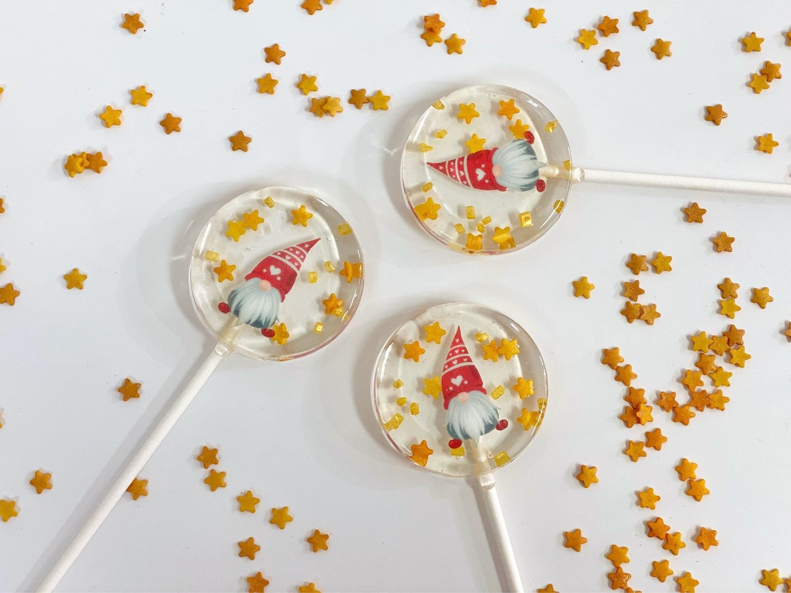 Piruletas de Gnomo navideño, caramelo duro hecho a mano sin azúcar