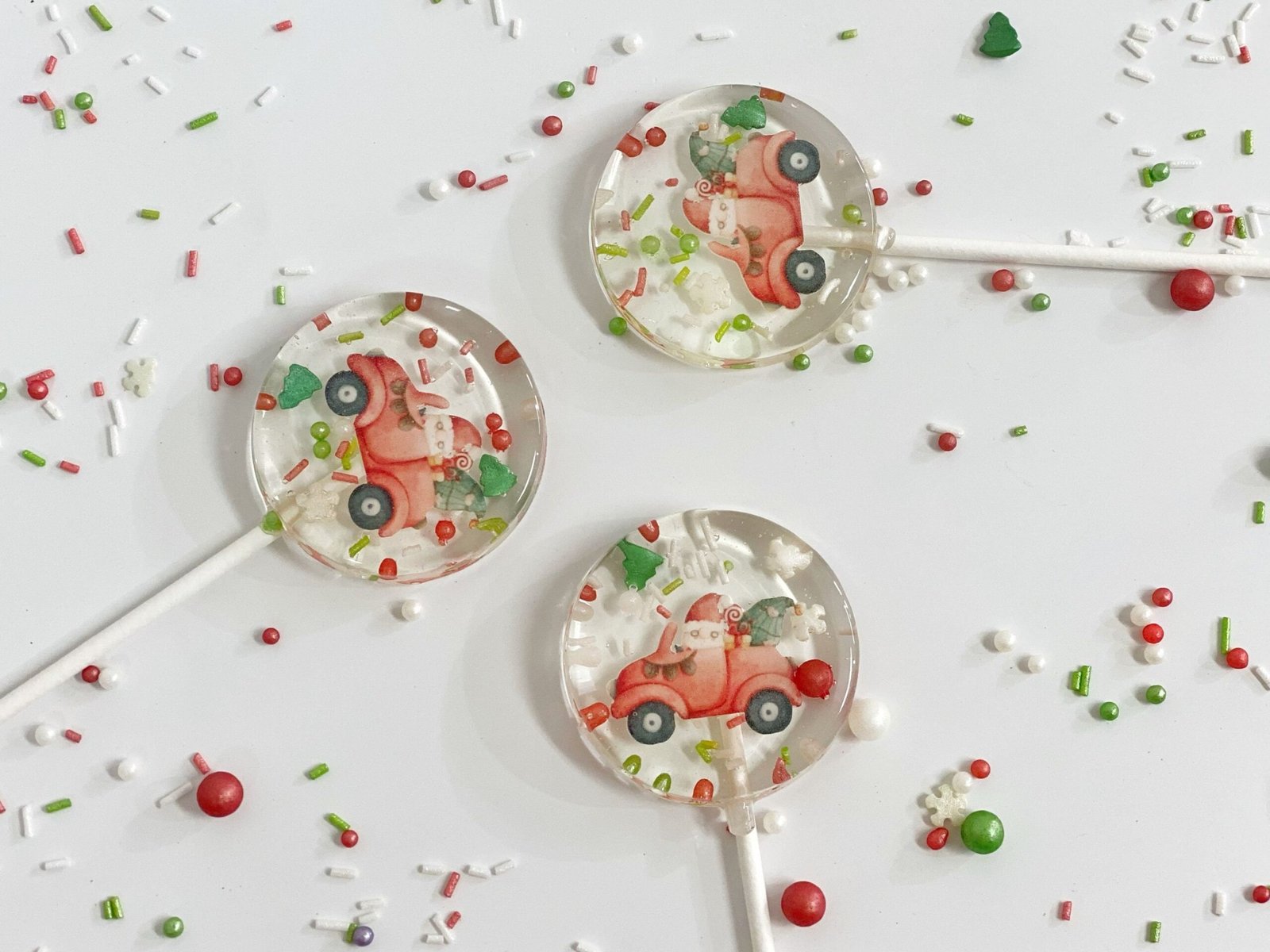 Piruletas Red Christmas Car caramelo duro hecho a mano sin azúcar