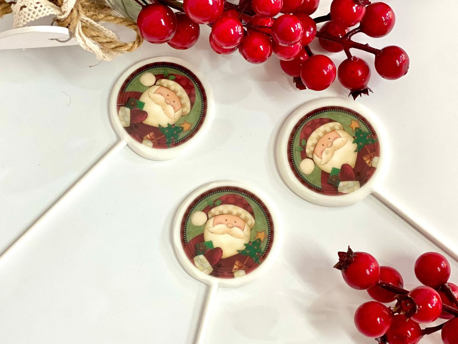 Santa Claus Vinetiquetae piruletas caramelo duro hecho a mano sin azúcar