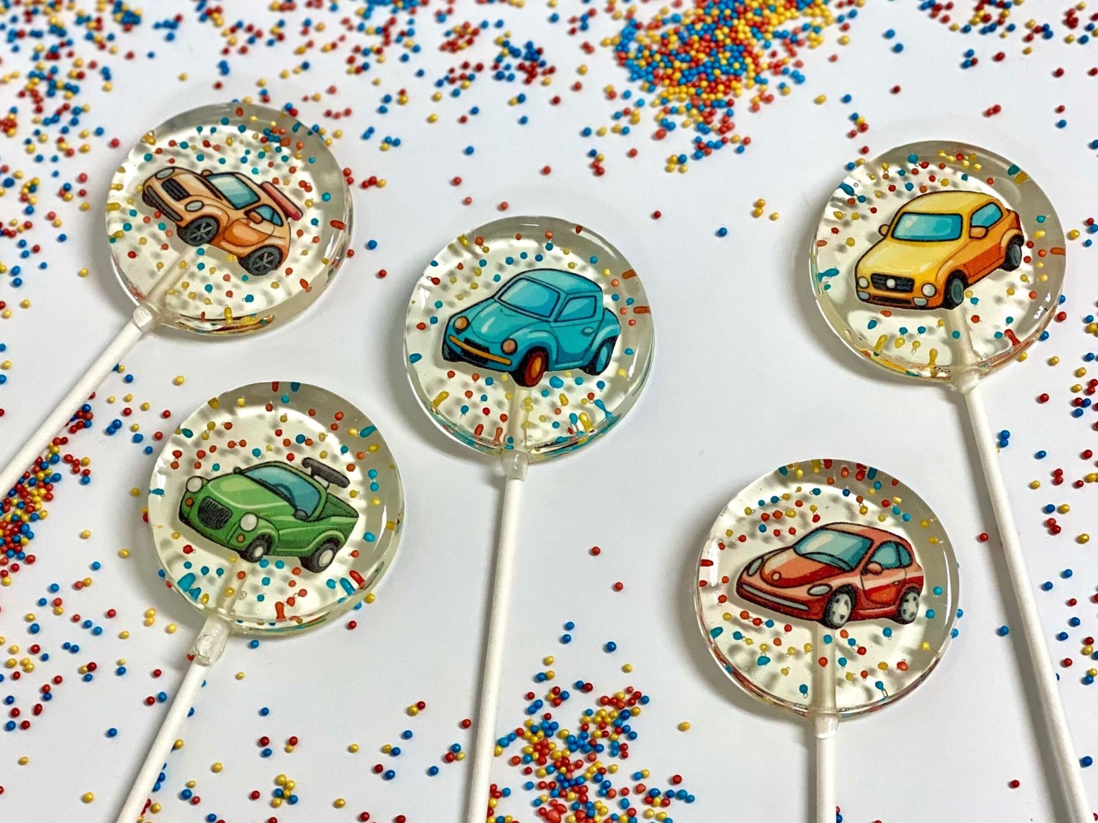 Piruletas de coche de caramelo duro artesanal sin azúcar