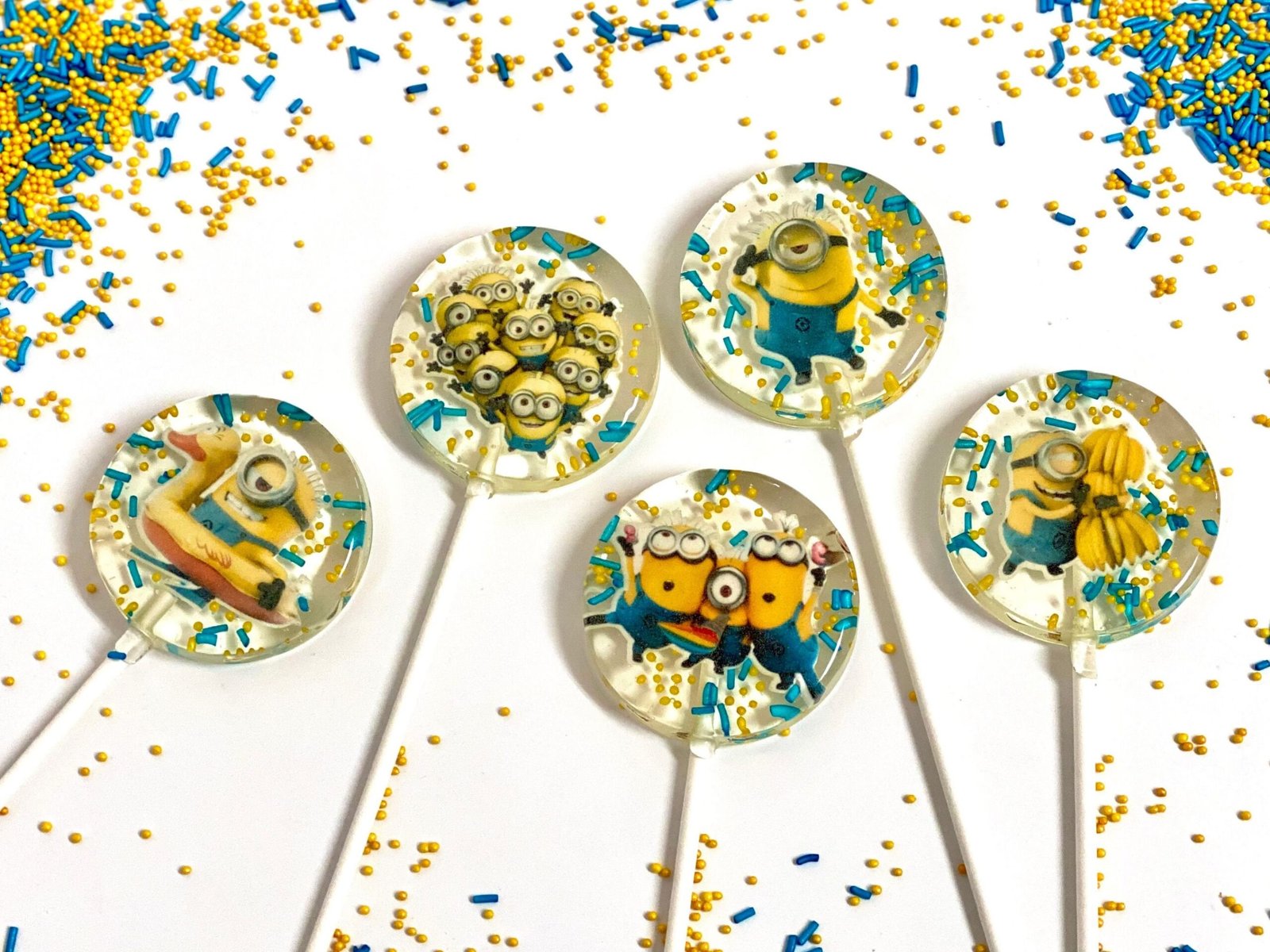 Piruletas de Minion, caramelos duros hechos a mano de color amarillo