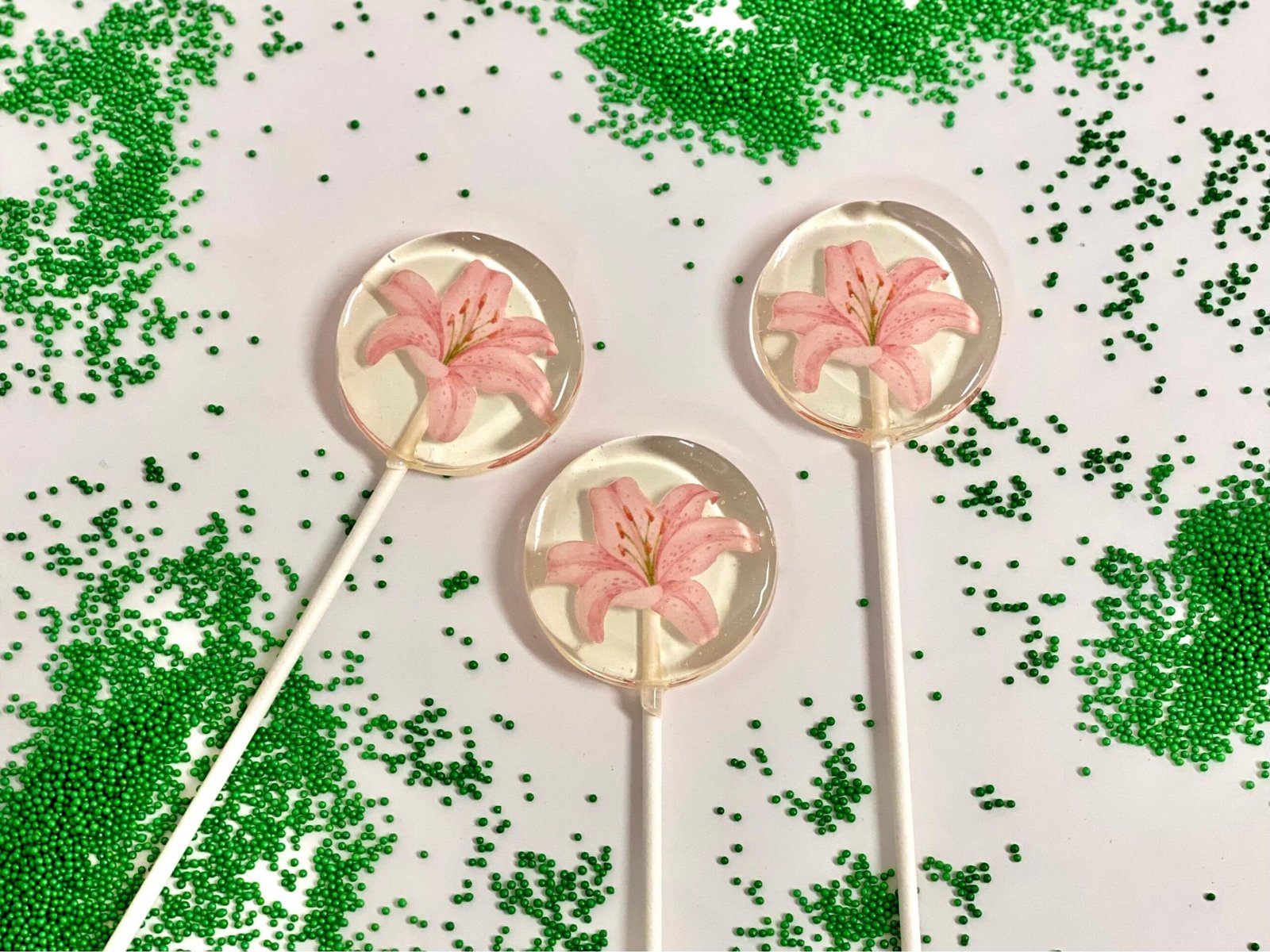 Piruletas Pink Lily caramelo duro hecho a mano sin azúcar