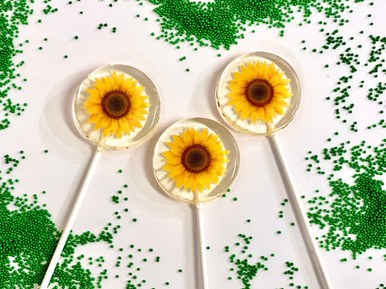 Piruletas de girasol caramelo duro artesanal sin azúcar