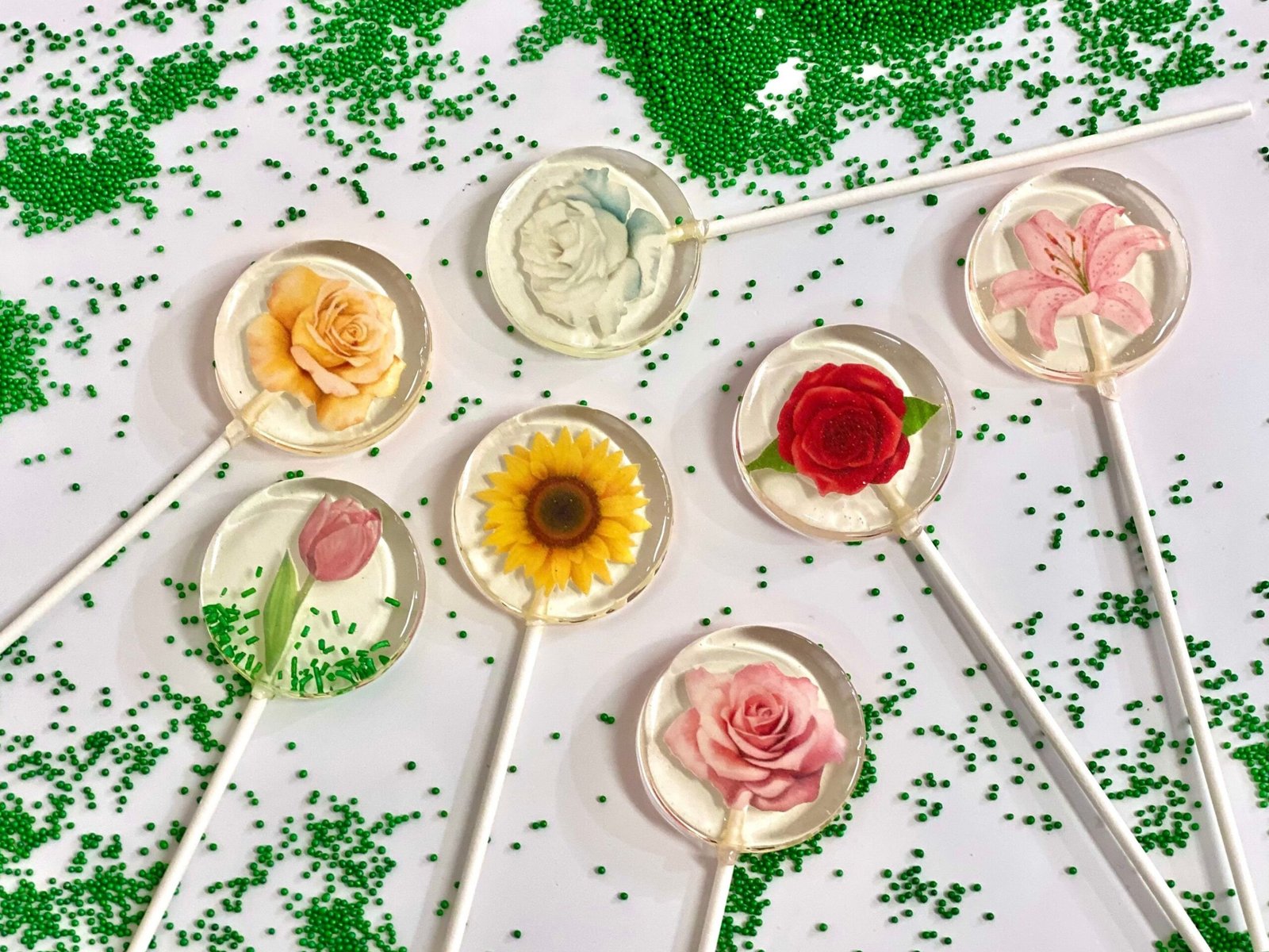 Piruletas Flower Mix caramelo duro hecho a mano sin azúcar