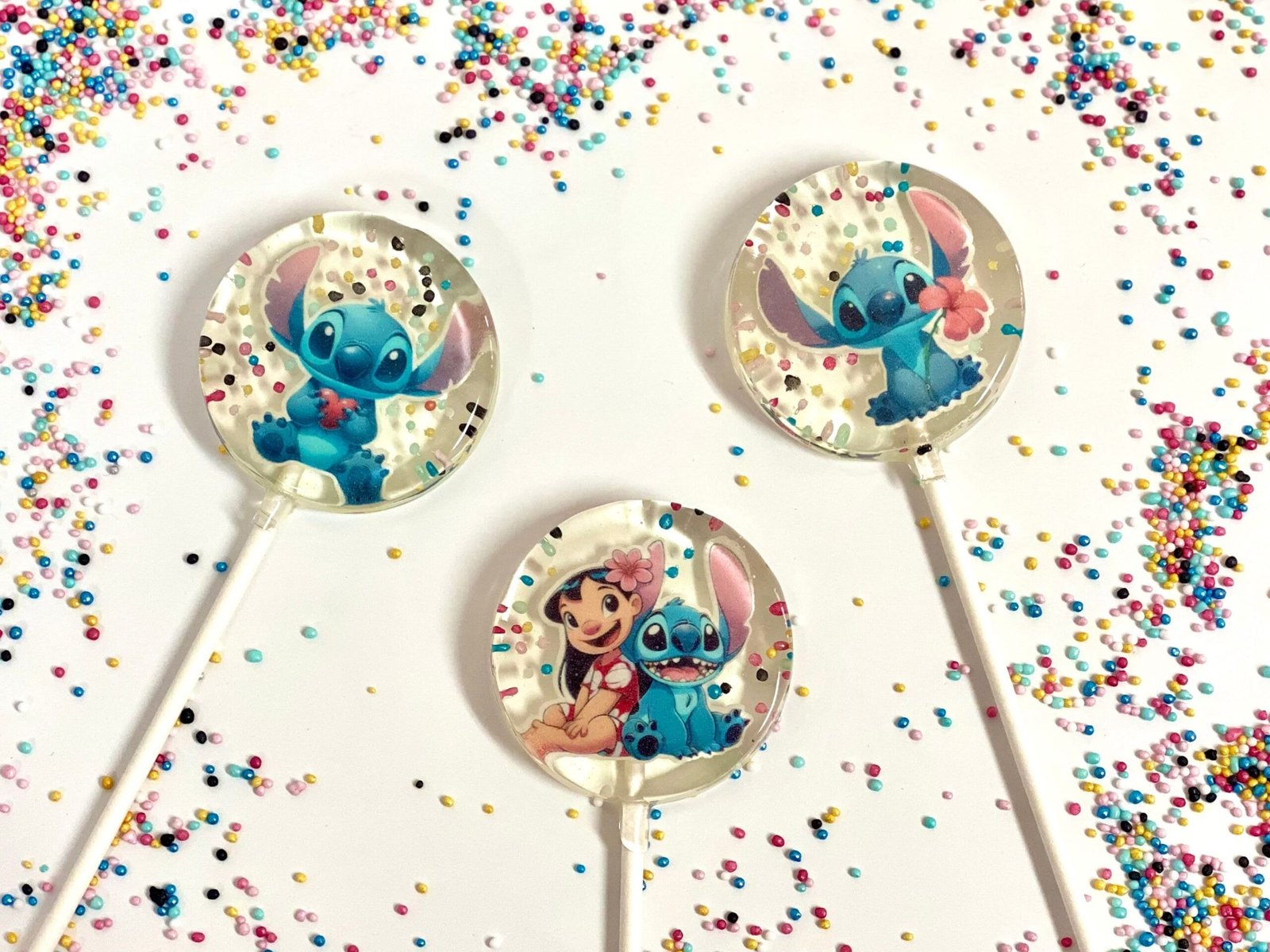 Piruletas de Lilo y Stitch hechas a mano sin azúcar