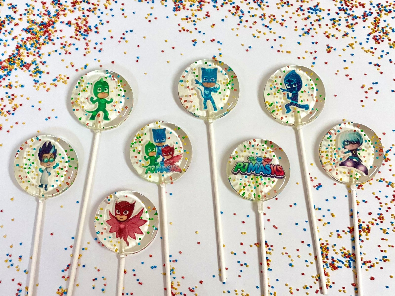 Piruletas de PJ Masks, caramelos duros hechos a mano sin azúcar