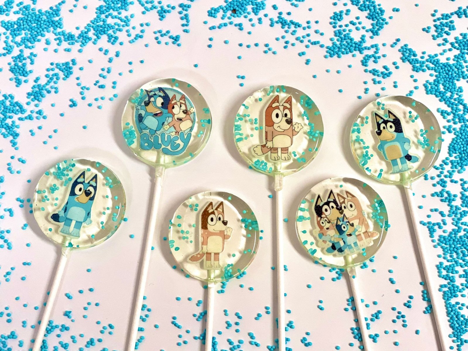 Piruletas Bluey, caramelos duros hechos a mano sin azúcar