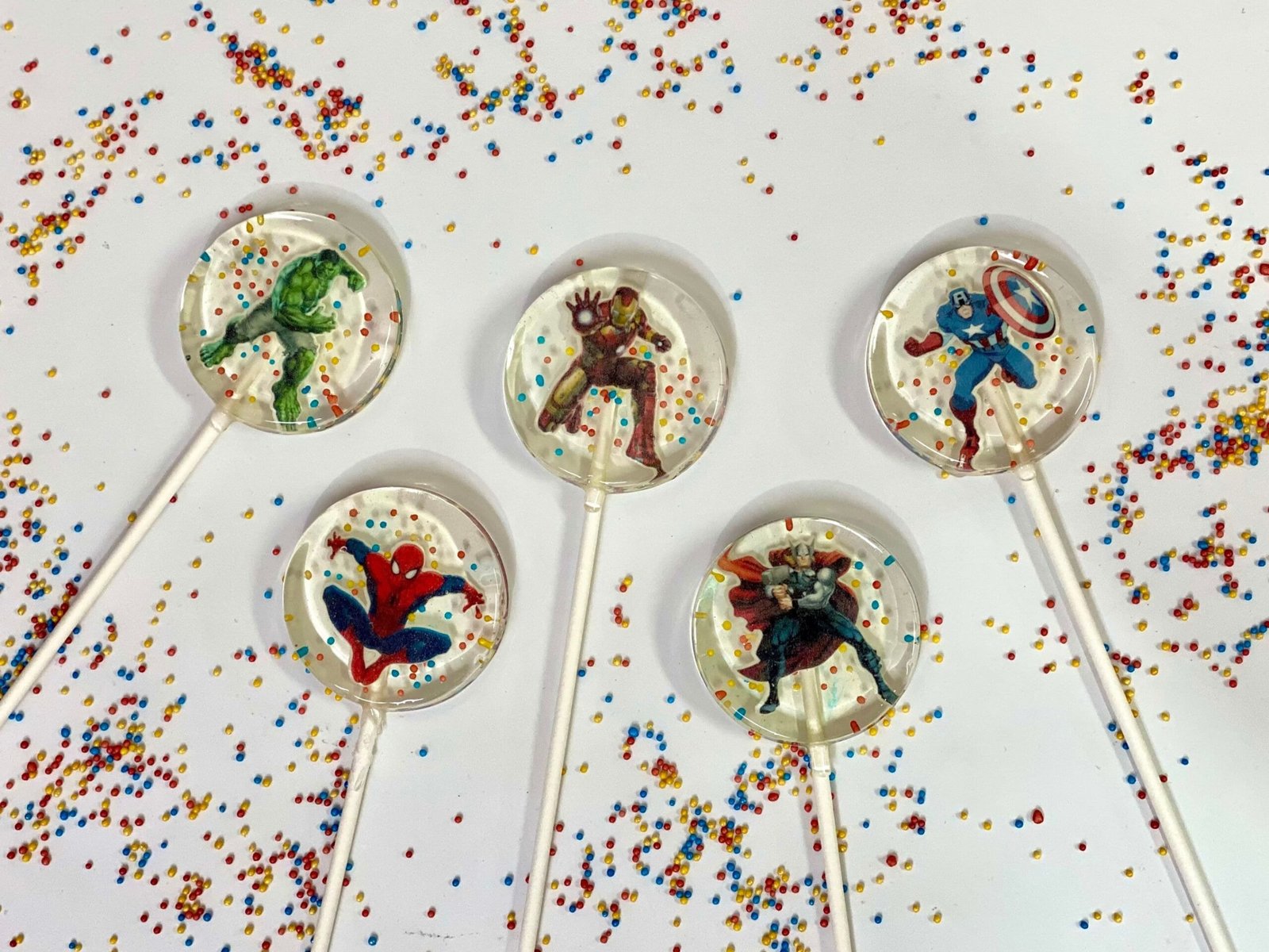 Piruletas Marvel Superhero caramelo duro hecho a mano sin azúcar