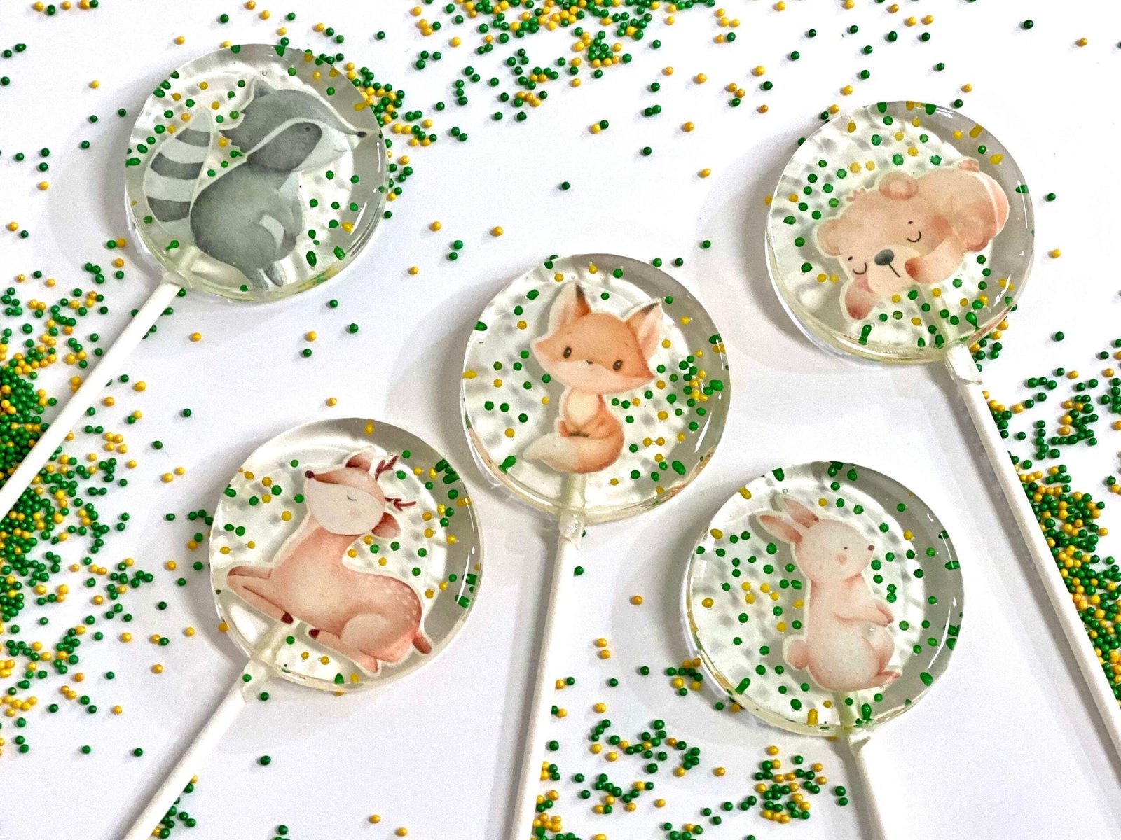 Piruletas de animales del bosque, caramelos duros hechos a mano sin azúcar