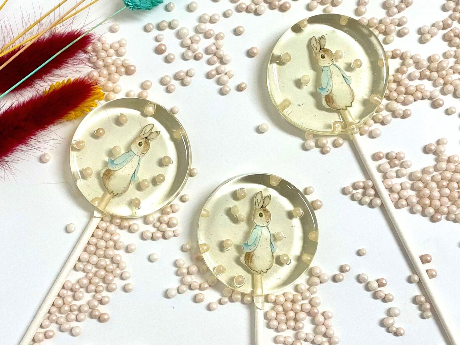 Piruletas de conejo vinetiquetae, caramelos duros hechos a mano sin azúcar