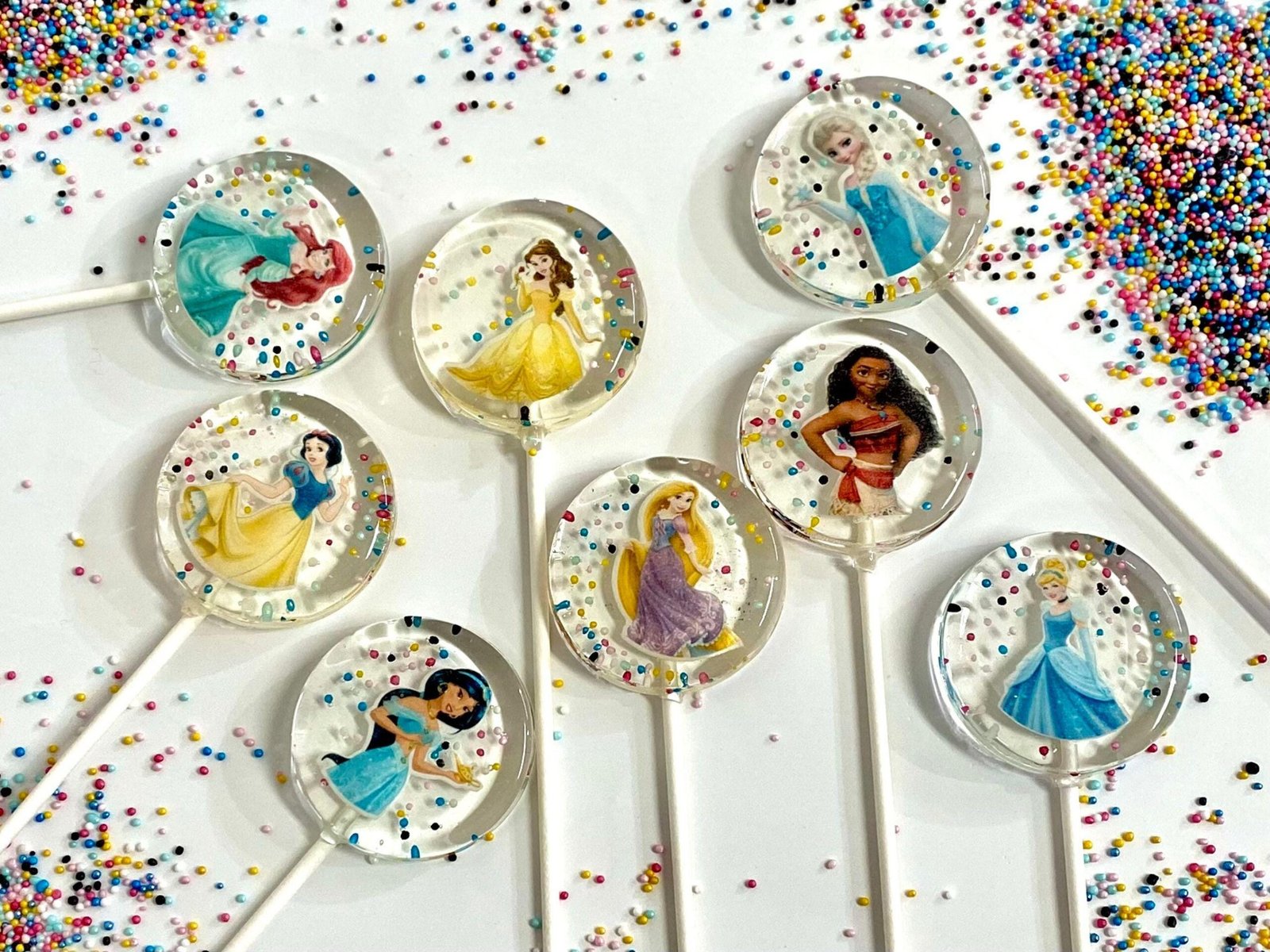 Piruletas de princesa Disney, caramelos duros hechos a mano sin azúcar