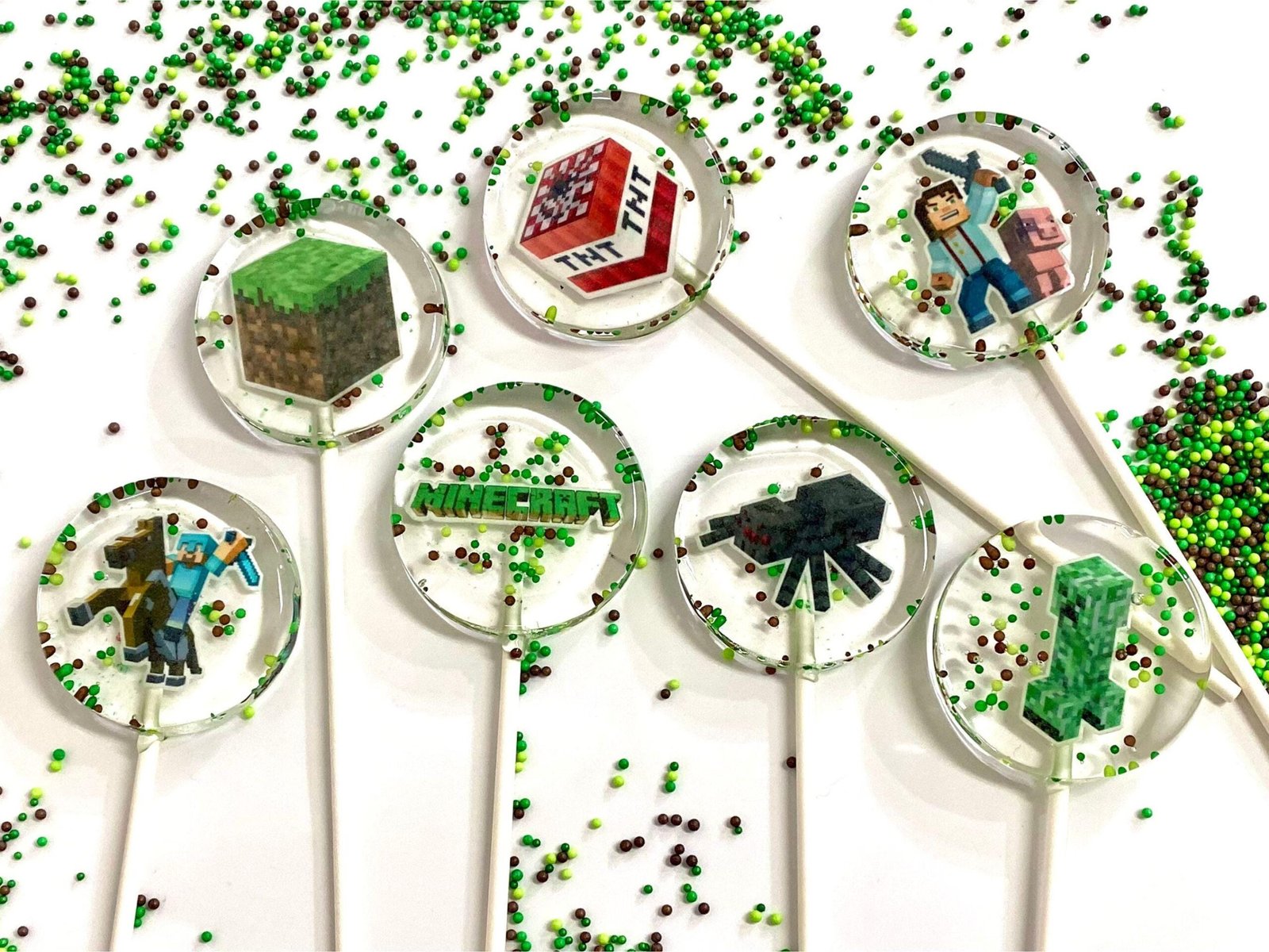 Piruletas de Minecraft hechas a mano sin azúcar