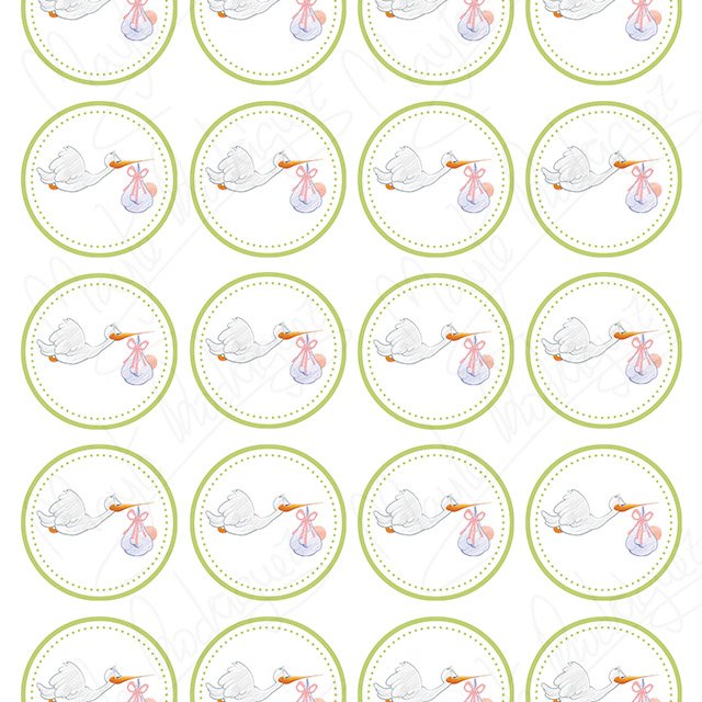 Impresiones comestibles Bautizo cigüeña 1