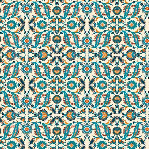 Impresión comestible arabesco azul y amarillo