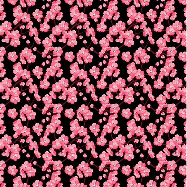 Impresión comestible Flor japonesa en negro