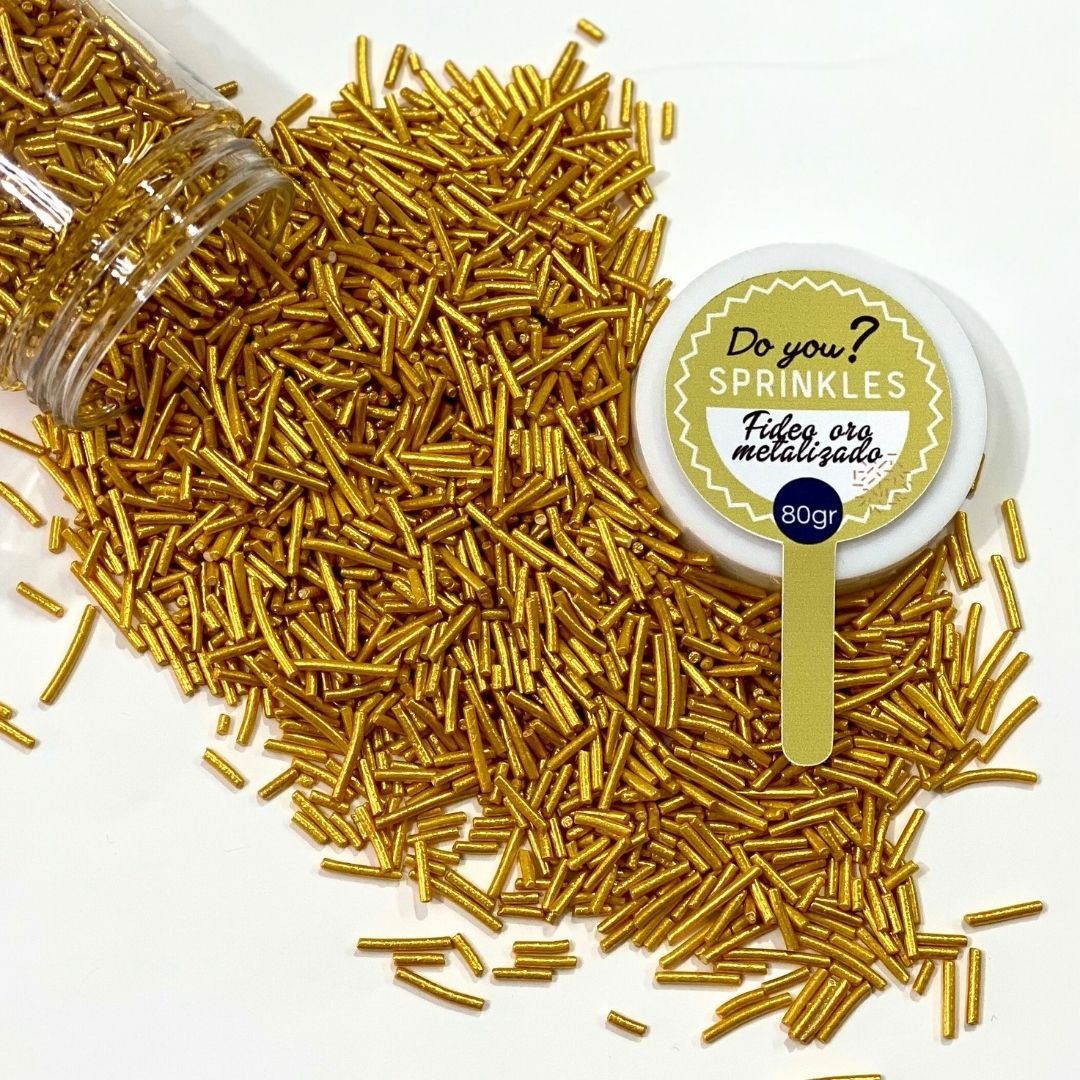 Fideos azúcar XL oro metalizado