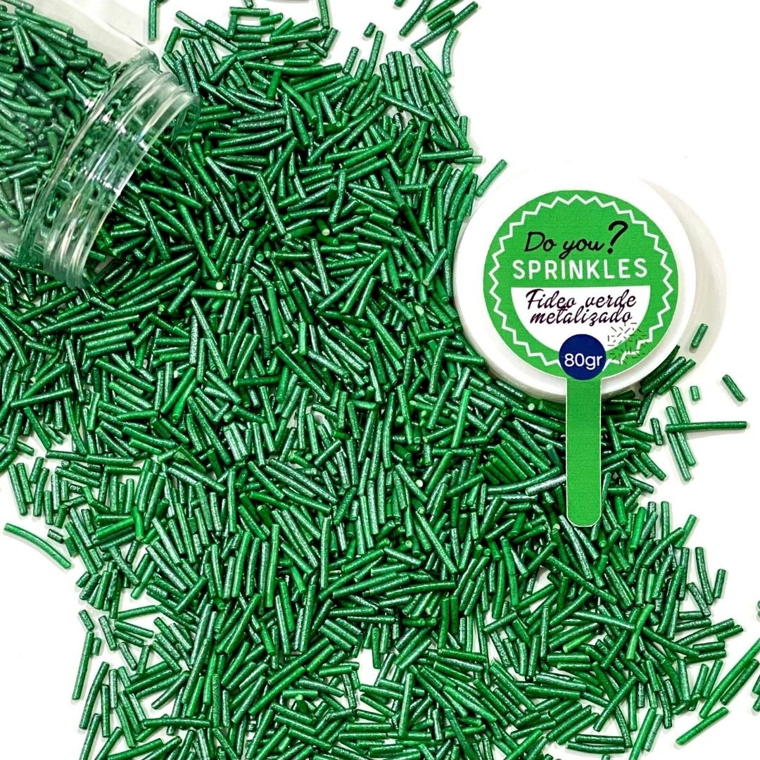 Fideos azúcar XL verde metalizado