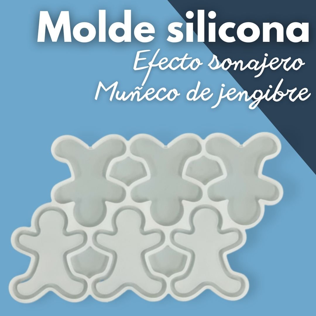 Molde silicona efecto sonajero muñeco jengibre